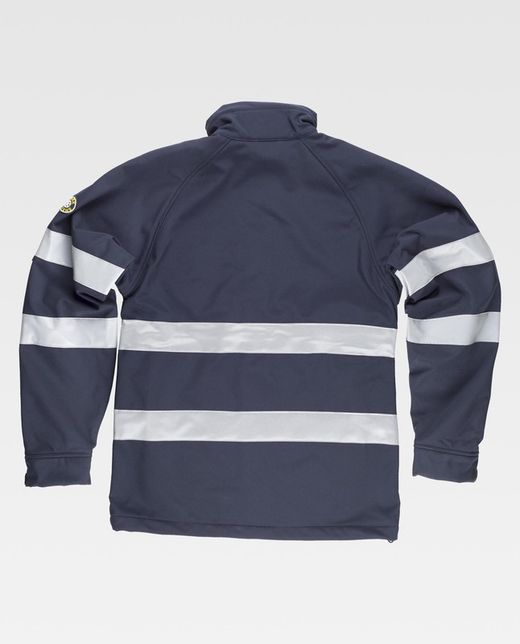 Workshell mit 2 reflektierenden Bändern an Brust, Rücken und Ärmeln Navy