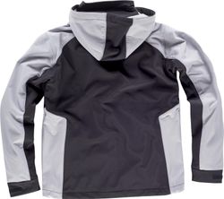 Workshell Zip Hooded Multi-Pocket Schwarz / Hellgrau