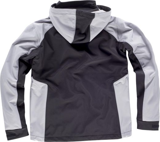 Workshell Zip Hooded Multi-Pocket Schwarz / Hellgrau