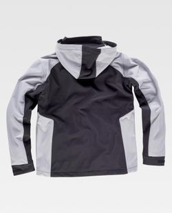 Workshell Zip Hooded Multi-Pocket Schwarz / Hellgrau