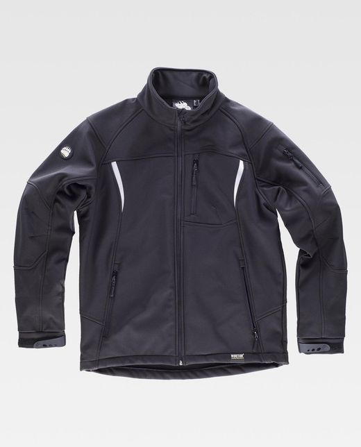 Workshell with reflective details, one chest pocket, sleeve and two sides Black