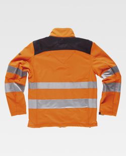 Workshell de alta visibilidad con cintas reflectantes de diferentes tamaños EN ISO 20471:2013 Naranja A.V.  Negro