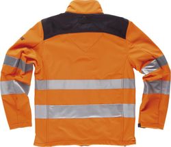 Workshell de alta visibilidad con cintas reflectantes de diferentes tamaños EN ISO 20471:2013 Naranja A.V.  Negro