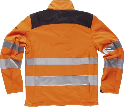 Workshell de alta visibilidad con cintas reflectantes de diferentes tamaños EN ISO 20471:2013 Naranja A.V.  Negro