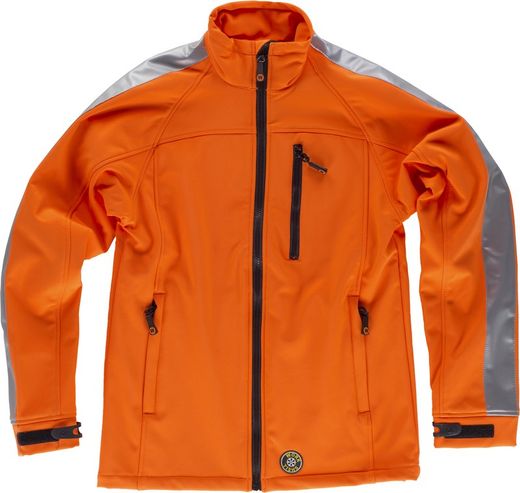 High visibility workshell with reflective tape on sleeves Orange AV