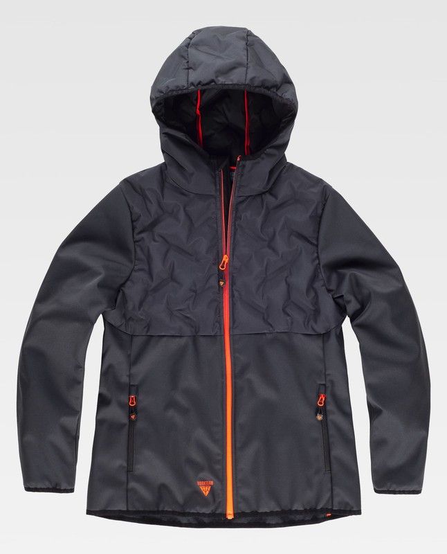 Workshell de color Gris Ocuro+Naranja Fluor WF3025-Gris Ocuro+Naranja Fluor-L