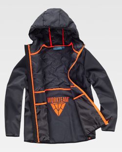 Workshell de color Gris Ocuro+Naranja Fluor