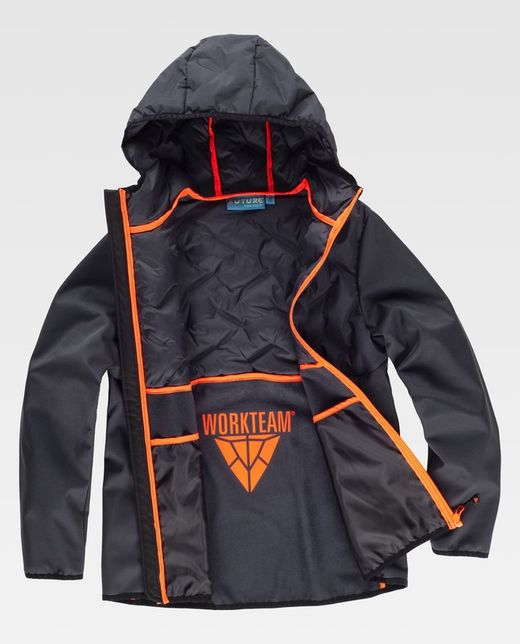 Workshell de color Gris Ocuro+Naranja Fluor
