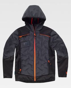 Workshell de color Gris oscuro+Negro+Naranja Fluor