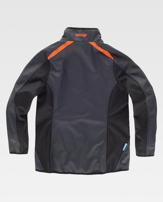 Workshell de color Gris oscuro+Negro+Naranja Fluor