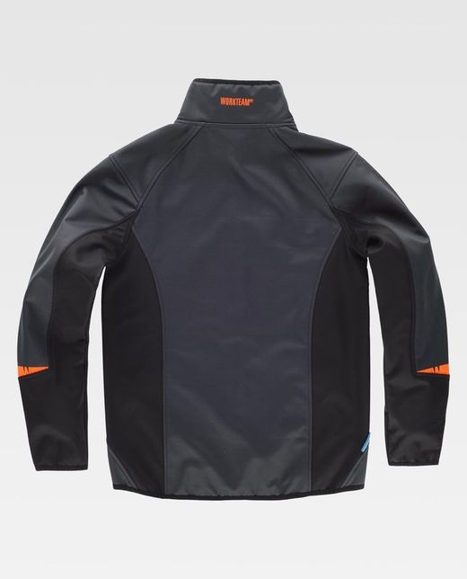 Workshell de color Gris oscuro+Negro+Naranja Fluor