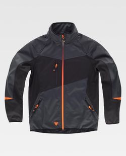 Workshell de color Gris oscuro+Negro+Naranja Fluor