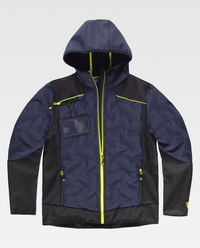 Workshell de color Marino+Negro+Amarillo Fluor WF3020-Marino+Negro+Amarillo Fluor-L