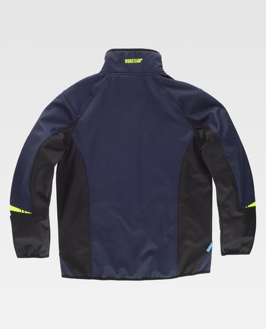 Workshell de color Marino+Negro+Amarillo Fluor