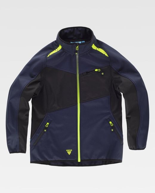 Workshell de color Marino+Negro+Amarillo Fluor