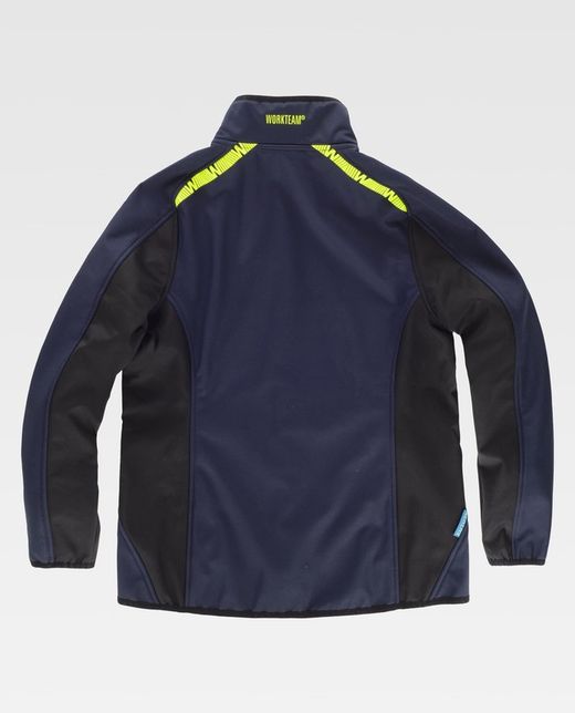 Workshell de color Marino+Negro+Amarillo Fluor