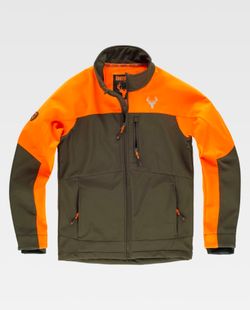 Workshell de color Naranja Flúor+Verde Caza | SPORT