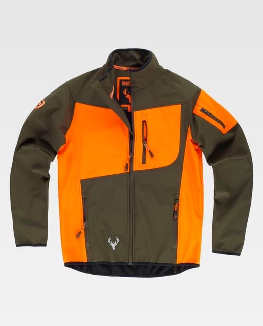 Workshell de color Naranja Flúor+Verde Caza | SPORT