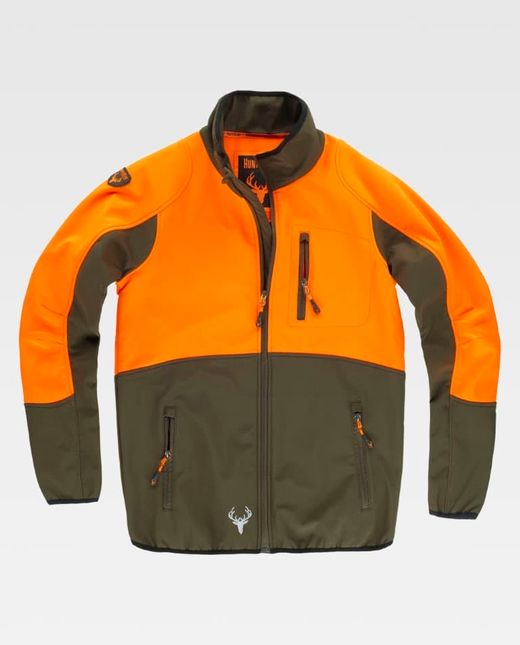 Workshell de color Naranja Flúor+Verde Caza | SPORT