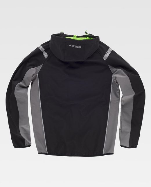Workshell de color Negro+Gris+Verde flúor