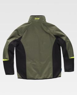 Workshell de color Verde Caza+Negro+Amarillo fluor