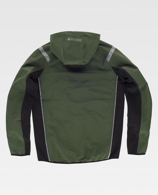 Workshell de color Verde Oscuro+Negro+Amarillo AV