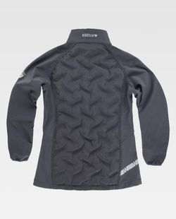 Workshell de mujer combinada con tejido acolchado sellado y con detalles reflectantes Gris