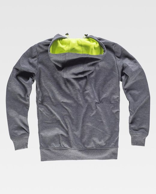 Workshell kombinierter Hoodie mit Brust- und Seitentaschen, Fleecefutter Grey Yellow AV
