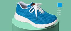 Blucher Schuh mit einteiligem Schnitt, nahtlos und mit Spitzenverschluss. Cyan Farbe