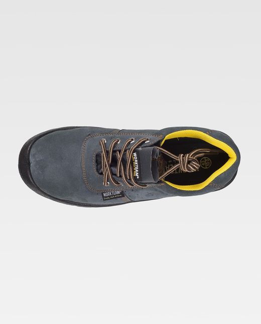 Perforierter Wildlederschuh mit Schnürsenkeln PU-Sohle mit doppelter Dichte Stahlkappe und Innensohle Grau