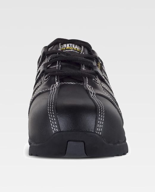 Chaussure en cuir, semelle en caoutchouc, embout non métallique anti-chocs et semelle intérieure textile anti-perforation Noir