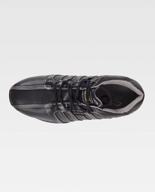 Chaussure en cuir, semelle en caoutchouc, embout non métallique anti-chocs et semelle intérieure textile anti-perforation Noir