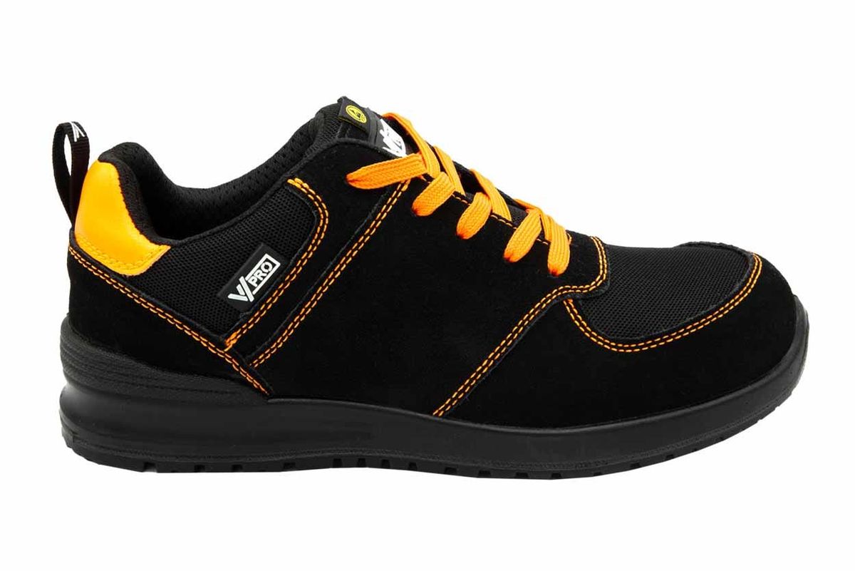 Zapato s1p esd src metal free Negro/Naranja Flúor 35