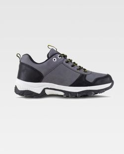 Trecking Schuh mit Schnürsenkeln PU-Oberstoffen und kombinierten Farben TPR Sohle Grau Schwarz