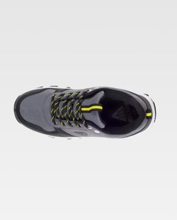 Trecking Schuh mit Schnürsenkeln PU-Oberstoffen und kombinierten Farben TPR Sohle Grau Schwarz