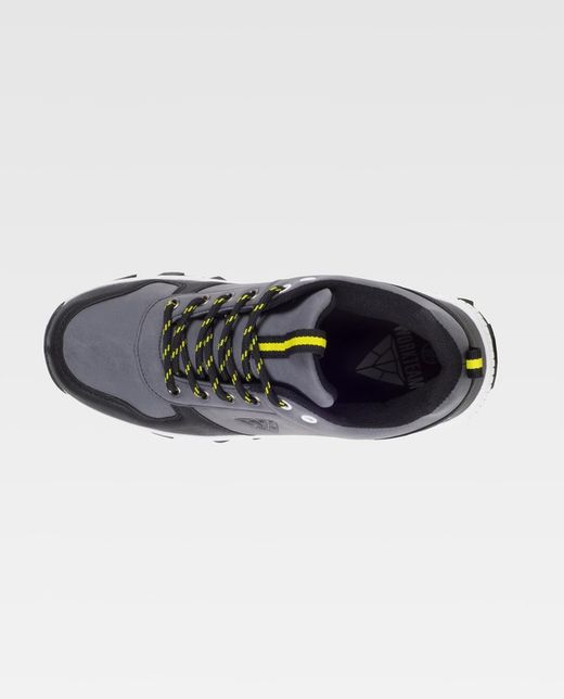 Trecking Schuh mit Schnürsenkeln PU-Oberstoffen und kombinierten Farben TPR Sohle Grau Schwarz