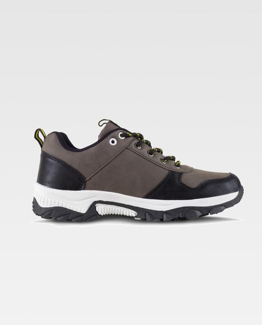 Trecking Schuh mit Schnürsenkeln PU-Oberstoffen und kombinierten Farben TPR Sohle Braun Schwarz