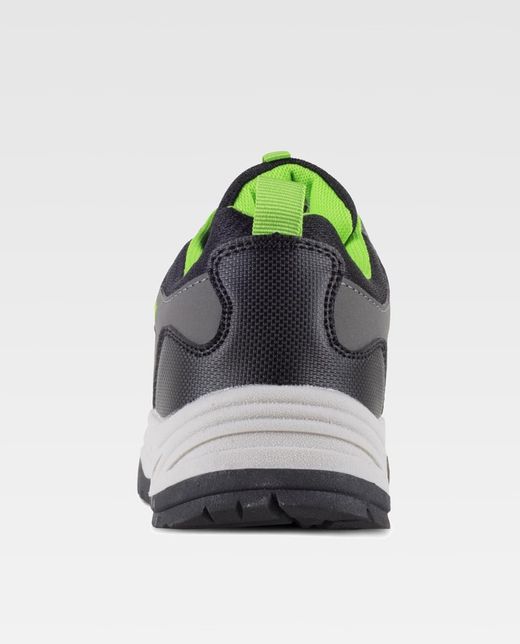 Trecking Schuh mit Schnürsenkeln Stoffe und Farben kombiniert TPR Sohle Grau Schwarz Grün Mehl