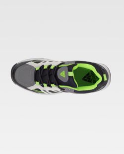Trecking Schuh mit Schnürsenkeln Stoffe und Farben kombiniert TPR Sohle Grau Schwarz Grün Mehl