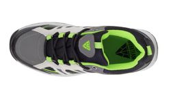 Trecking Schuh mit Schnürsenkeln Stoffe und Farben kombiniert TPR Sohle Grau Schwarz Grün Mehl