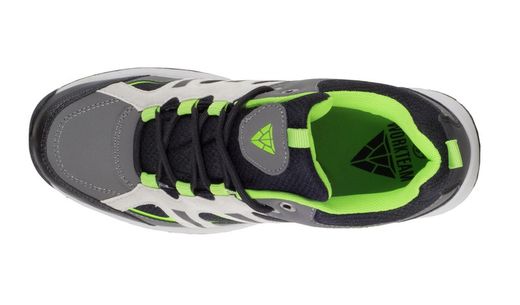 Trecking Schuh mit Schnürsenkeln Stoffe und Farben kombiniert TPR Sohle Grau Schwarz Grün Mehl
