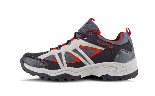 Trecking shoe with laces Fabrics and combined colors TPR sole Black Gray Red