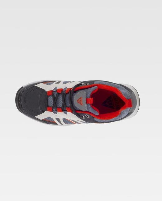Trecking Schuh mit Schnürsenkeln Stoffe und kombinierte Farben TPR Sohle Schwarz Grau Rot