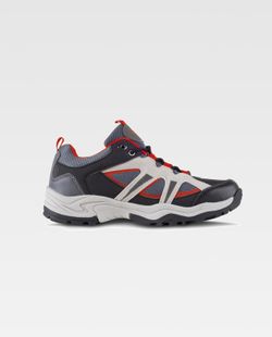 Trecking Schuh mit Schnürsenkeln Stoffe und kombinierte Farben TPR Sohle Schwarz Grau Rot