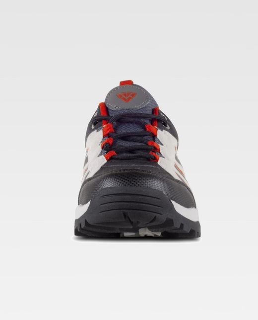 Trecking Schuh mit Schnürsenkeln Stoffe und kombinierte Farben TPR Sohle Schwarz Grau Rot