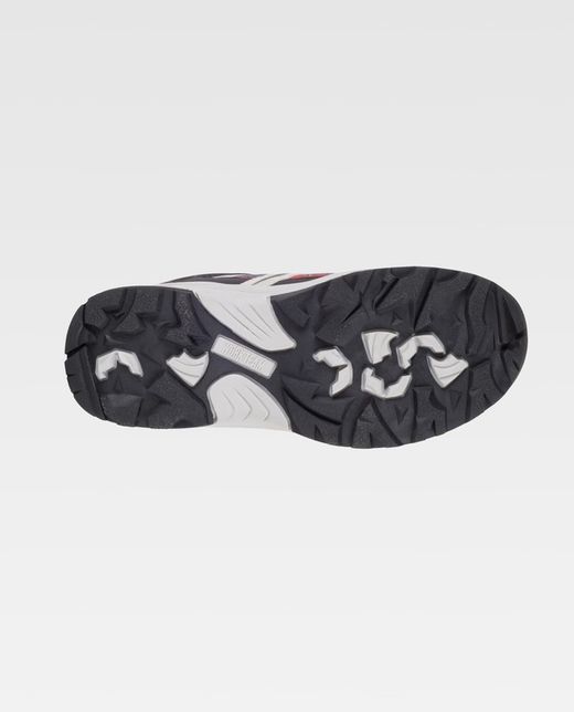 Trecking Schuh mit Schnürsenkeln Stoffe und kombinierte Farben TPR Sohle Schwarz Grau Rot