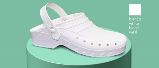 Zoccolo in materiale polimerico SBS monoscocca anatomico, antistatico e antiscivolo. Colore bianco