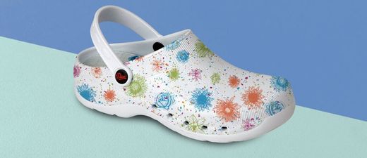 Ultraleicht gedruckter EVA-Clog, latexfrei, Monocoque, anatomisch und rutschfest. Farbe Weiß