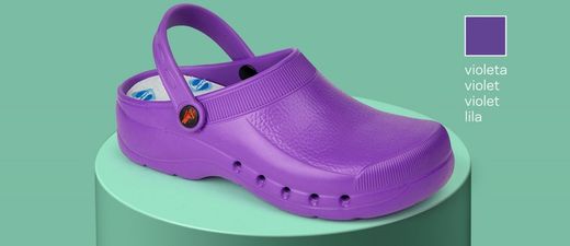Ultralight EVA clog, latex free, monocoque, anatomical and non-slip.
